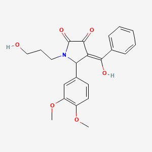 molecular formula C22H23NO6 B5277678 4-benzoyl-5-(3,4-dimethoxyphenyl)-3-hydroxy-1-(3-hydroxypropyl)-1,5-dihydro-2H-pyrrol-2-one 