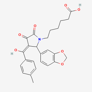 6-[(3Z)-2-(1,3-benzodioxol-5-yl)-3-[hydroxy-(4-methylphenyl)methylidene]-4,5-dioxopyrrolidin-1-yl]hexanoic acid