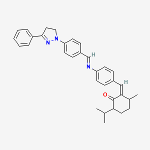 (2Z)-3-methyl-2-[[4-[[4-(5-phenyl-3,4-dihydropyrazol-2-yl)phenyl]methylideneamino]phenyl]methylidene]-6-propan-2-ylcyclohexan-1-one