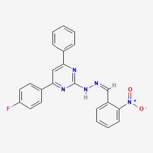 4-(4-fluorophenyl)-N-[(Z)-(2-nitrophenyl)methylideneamino]-6-phenylpyrimidin-2-amine