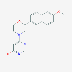 molecular formula C20H21N3O3 B5277853 2-(6-methoxy-2-naphthyl)-4-(6-methoxypyrimidin-4-yl)morpholine 