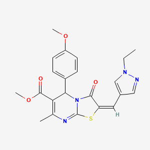 METHYL 2-[(E)-1-(1-ETHYL-1H-PYRAZOL-4-YL)METHYLIDENE]-5-(4-METHOXYPHENYL)-7-METHYL-3-OXO-2,3-DIHYDRO-5H-[1,3]THIAZOLO[3,2-A]PYRIMIDINE-6-CARBOXYLATE