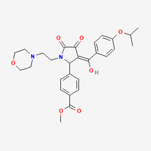 molecular formula C28H32N2O7 B5277958 methyl 4-[(3E)-3-[hydroxy-(4-propan-2-yloxyphenyl)methylidene]-1-(2-morpholin-4-ylethyl)-4,5-dioxopyrrolidin-2-yl]benzoate 