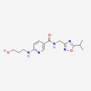 6-[(3-hydroxypropyl)amino]-N-[(5-isopropyl-1,2,4-oxadiazol-3-yl)methyl]nicotinamide