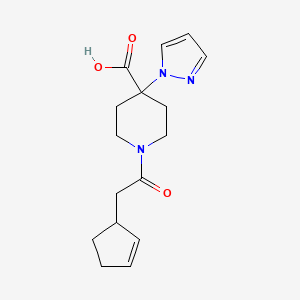 1-(cyclopent-2-en-1-ylacetyl)-4-(1H-pyrazol-1-yl)piperidine-4-carboxylic acid