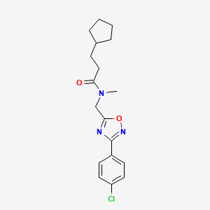 molecular formula C18H22ClN3O2 B5278154 N-{[3-(4-chlorophenyl)-1,2,4-oxadiazol-5-yl]methyl}-3-cyclopentyl-N-methylpropanamide 