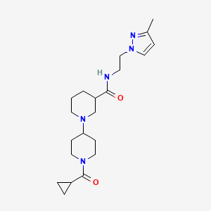 molecular formula C21H33N5O2 B5278163 1'-(cyclopropylcarbonyl)-N-[2-(3-methyl-1H-pyrazol-1-yl)ethyl]-1,4'-bipiperidine-3-carboxamide 