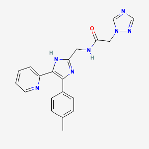 molecular formula C20H19N7O B5278209 N-{[4-(4-methylphenyl)-5-pyridin-2-yl-1H-imidazol-2-yl]methyl}-2-(1H-1,2,4-triazol-1-yl)acetamide 