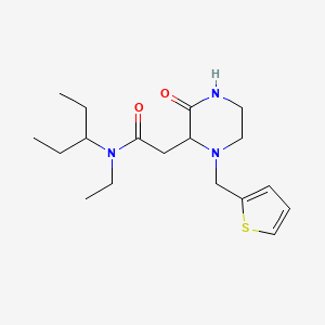 molecular formula C18H29N3O2S B5278338 N-ethyl-N-(1-ethylpropyl)-2-[3-oxo-1-(2-thienylmethyl)-2-piperazinyl]acetamide 