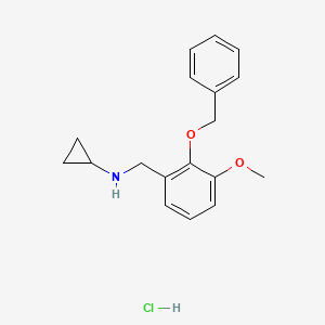 N-[(3-methoxy-2-phenylmethoxyphenyl)methyl]cyclopropanamine;hydrochloride