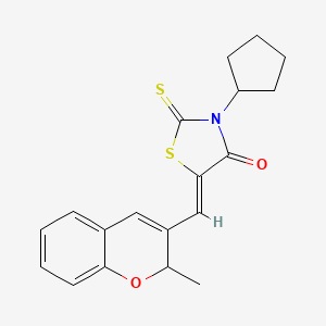 3-cyclopentyl-5-[(2-methyl-2H-chromen-3-yl)methylene]-2-thioxo-1,3-thiazolidin-4-one