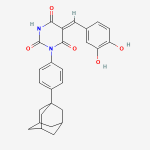 (5Z)-5-(3,4-dihydroxybenzylidene)-1-[4-(tricyclo[3.3.1.1~3,7~]dec-1-yl)phenyl]pyrimidine-2,4,6(1H,3H,5H)-trione