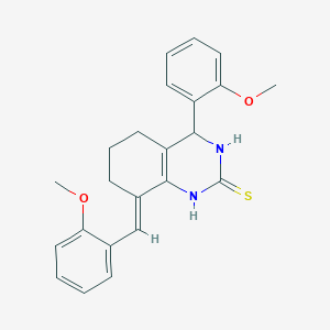 (8E)-8-(2-methoxybenzylidene)-4-(2-methoxyphenyl)-3,4,5,6,7,8-hexahydroquinazoline-2(1H)-thione