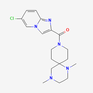 molecular formula C18H24ClN5O B5278526 9-[(6-chloroimidazo[1,2-a]pyridin-2-yl)carbonyl]-1,4-dimethyl-1,4,9-triazaspiro[5.5]undecane 