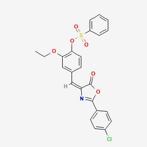 [4-[(E)-[2-(4-chlorophenyl)-5-oxo-1,3-oxazol-4-ylidene]methyl]-2-ethoxyphenyl] benzenesulfonate