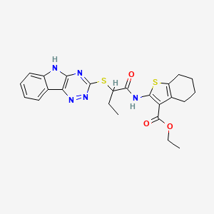 ETHYL 2-(2-{5H-[1,2,4]TRIAZINO[5,6-B]INDOL-3-YLSULFANYL}BUTANAMIDO)-4,5,6,7-TETRAHYDRO-1-BENZOTHIOPHENE-3-CARBOXYLATE