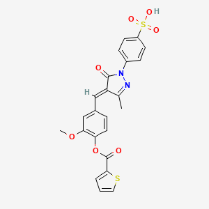 4-[(4E)-4-[[3-methoxy-4-(thiophene-2-carbonyloxy)phenyl]methylidene]-3-methyl-5-oxopyrazol-1-yl]benzenesulfonic acid