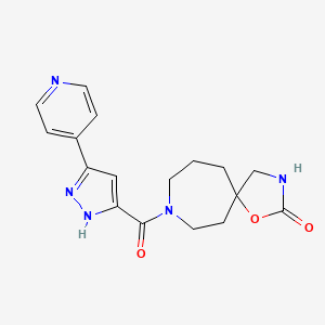 9-(3-pyridin-4-yl-1H-pyrazole-5-carbonyl)-1-oxa-3,9-diazaspiro[4.6]undecan-2-one