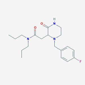 molecular formula C19H28FN3O2 B5278843 2-[1-(4-fluorobenzyl)-3-oxo-2-piperazinyl]-N,N-dipropylacetamide 