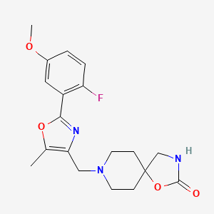 molecular formula C19H22FN3O4 B5278866 8-{[2-(2-fluoro-5-methoxyphenyl)-5-methyl-1,3-oxazol-4-yl]methyl}-1-oxa-3,8-diazaspiro[4.5]decan-2-one 