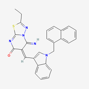 (6E)-2-ethyl-5-imino-6-[[1-(naphthalen-1-ylmethyl)indol-3-yl]methylidene]-[1,3,4]thiadiazolo[3,2-a]pyrimidin-7-one