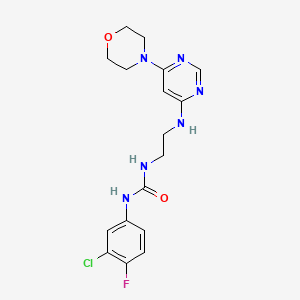 molecular formula C17H20ClFN6O2 B5279057 N-(3-chloro-4-fluorophenyl)-N'-(2-{[6-(4-morpholinyl)-4-pyrimidinyl]amino}ethyl)urea 