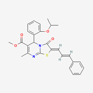 methyl (2Z)-7-methyl-3-oxo-2-[(E)-3-phenylprop-2-enylidene]-5-(2-propan-2-yloxyphenyl)-5H-[1,3]thiazolo[3,2-a]pyrimidine-6-carboxylate