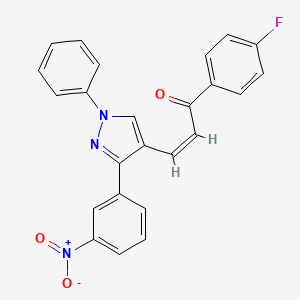 (Z)-1-(4-fluorophenyl)-3-[3-(3-nitrophenyl)-1-phenylpyrazol-4-yl]prop-2-en-1-one