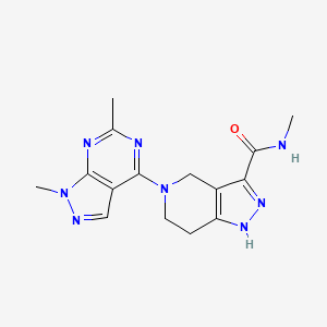 molecular formula C15H18N8O B5279180 5-(1,6-dimethyl-1H-pyrazolo[3,4-d]pyrimidin-4-yl)-N-methyl-4,5,6,7-tetrahydro-2H-pyrazolo[4,3-c]pyridine-3-carboxamide 