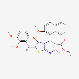 ethyl (2E)-2-[(2,3-dimethoxyphenyl)methylidene]-5-(2-methoxynaphthalen-1-yl)-7-methyl-3-oxo-5H-[1,3]thiazolo[3,2-a]pyrimidine-6-carboxylate