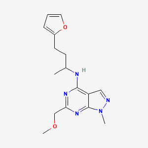 molecular formula C16H21N5O2 B5279349 N-[3-(2-furyl)-1-methylpropyl]-6-(methoxymethyl)-1-methyl-1H-pyrazolo[3,4-d]pyrimidin-4-amine 