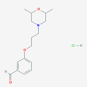 molecular formula C16H24ClNO3 B5279363 3-[3-(2,6-Dimethylmorpholin-4-yl)propoxy]benzaldehyde;hydrochloride 