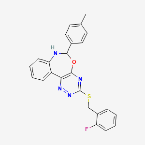 2-Fluorobenzyl [6-(4-methylphenyl)-6,7-dihydro[1,2,4]triazino[5,6-D][3,1]benzoxazepin-3-YL] sulfide