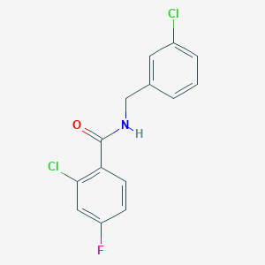 molecular formula C14H10Cl2FNO B5279452 2-chloro-N-[(3-chlorophenyl)methyl]-4-fluorobenzamide 