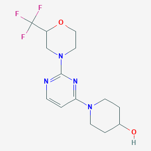 molecular formula C14H19F3N4O2 B5279515 1-{2-[2-(trifluoromethyl)morpholin-4-yl]pyrimidin-4-yl}piperidin-4-ol 