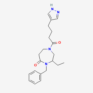 4-benzyl-3-ethyl-1-[4-(1H-pyrazol-4-yl)butanoyl]-1,4-diazepan-5-one