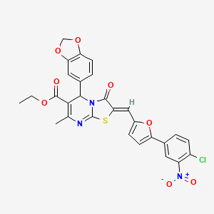 Ethyl (2Z)-5-(2H-1,3-benzodioxol-5-YL)-2-{[5-(4-chloro-3-nitrophenyl)furan-2-YL]methylidene}-7-methyl-3-oxo-2H,3H,5H-[1,3]thiazolo[3,2-A]pyrimidine-6-carboxylate