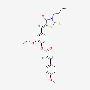 4-[(3-butyl-4-oxo-2-thioxo-1,3-thiazolidin-5-ylidene)methyl]-2-ethoxyphenyl 3-(4-methoxyphenyl)acrylate