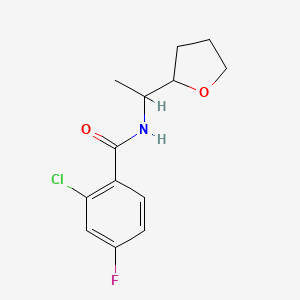 molecular formula C13H15ClFNO2 B5279648 2-chloro-4-fluoro-N-[1-(oxolan-2-yl)ethyl]benzamide 