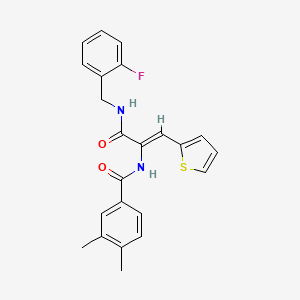 N-[(Z)-3-[(2-fluorophenyl)methylamino]-3-oxo-1-thiophen-2-ylprop-1-en-2-yl]-3,4-dimethylbenzamide