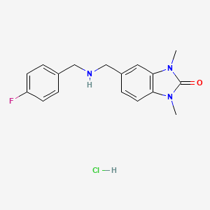 molecular formula C17H19ClFN3O B5279694 5-{[(4-fluorobenzyl)amino]methyl}-1,3-dimethyl-1,3-dihydro-2H-benzimidazol-2-one hydrochloride 