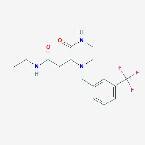 molecular formula C16H20F3N3O2 B5279702 N-ethyl-2-{3-oxo-1-[3-(trifluoromethyl)benzyl]-2-piperazinyl}acetamide 