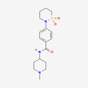 molecular formula C17H25N3O3S B5279723 4-(1,1-dioxido-1,2-thiazinan-2-yl)-N-(1-methyl-4-piperidinyl)benzamide 