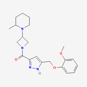 molecular formula C21H28N4O3 B5279741 1-[1-({5-[(2-methoxyphenoxy)methyl]-1H-pyrazol-3-yl}carbonyl)azetidin-3-yl]-2-methylpiperidine 