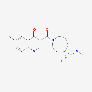 molecular formula C21H29N3O3 B5279824 3-({4-[(dimethylamino)methyl]-4-hydroxy-1-azepanyl}carbonyl)-1,6-dimethyl-4(1H)-quinolinone 