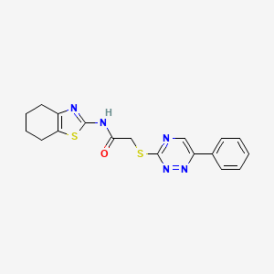 molecular formula C18H17N5OS2 B5279850 2-[(6-phenyl-1,2,4-triazin-3-yl)sulfanyl]-N-(4,5,6,7-tetrahydro-1,3-benzothiazol-2-yl)acetamide 