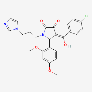 molecular formula C25H24ClN3O5 B5279872 4-(4-chlorobenzoyl)-5-(2,4-dimethoxyphenyl)-3-hydroxy-1-[3-(1H-imidazol-1-yl)propyl]-1,5-dihydro-2H-pyrrol-2-one 