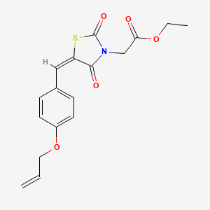 molecular formula C17H17NO5S B5279957 ethyl {(5E)-2,4-dioxo-5-[4-(prop-2-en-1-yloxy)benzylidene]-1,3-thiazolidin-3-yl}acetate 