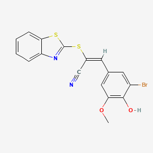 molecular formula C17H11BrN2O2S2 B5279973 2-(1,3-benzothiazol-2-ylthio)-3-(3-bromo-4-hydroxy-5-methoxyphenyl)acrylonitrile 