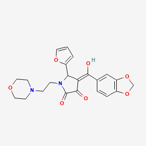 molecular formula C22H22N2O7 B5279990 4-(1,3-benzodioxol-5-ylcarbonyl)-5-(2-furyl)-3-hydroxy-1-[2-(4-morpholinyl)ethyl]-1,5-dihydro-2H-pyrrol-2-one 